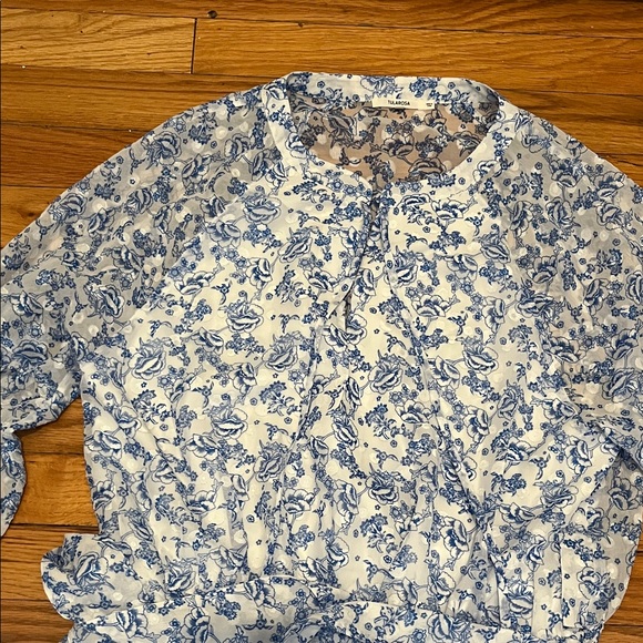 Tularosa Serafina Floral White Blue Long Sleeve Romantic Mini Dress Size L - Picture 7 of 7